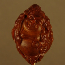 2.6cm Fan Yalong carved Five Sons Maitreya package pulp whole product without cracking and without supplementation pure handmade single seed text to play