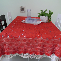 I love my house pure handmade crochet European Lace Pure Cotton Tea Table table Gayb Festive Bed Cover Red Beige White