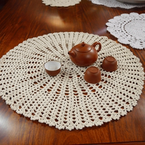 I love my home pure hand crochet hook Flower Cotton Lace Hollowed-out Woven Table Mat Meal Mat Geb Decoration Boubeige