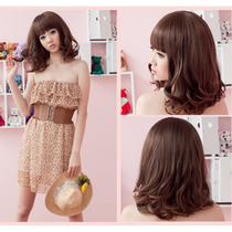 Fashion short wig new long curly hair pear flower head wig occupational noise special test car insurance