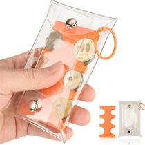 Japanese slide-in coin clip small coin purse plastic coin storage box portable hanging coin sorter transparent