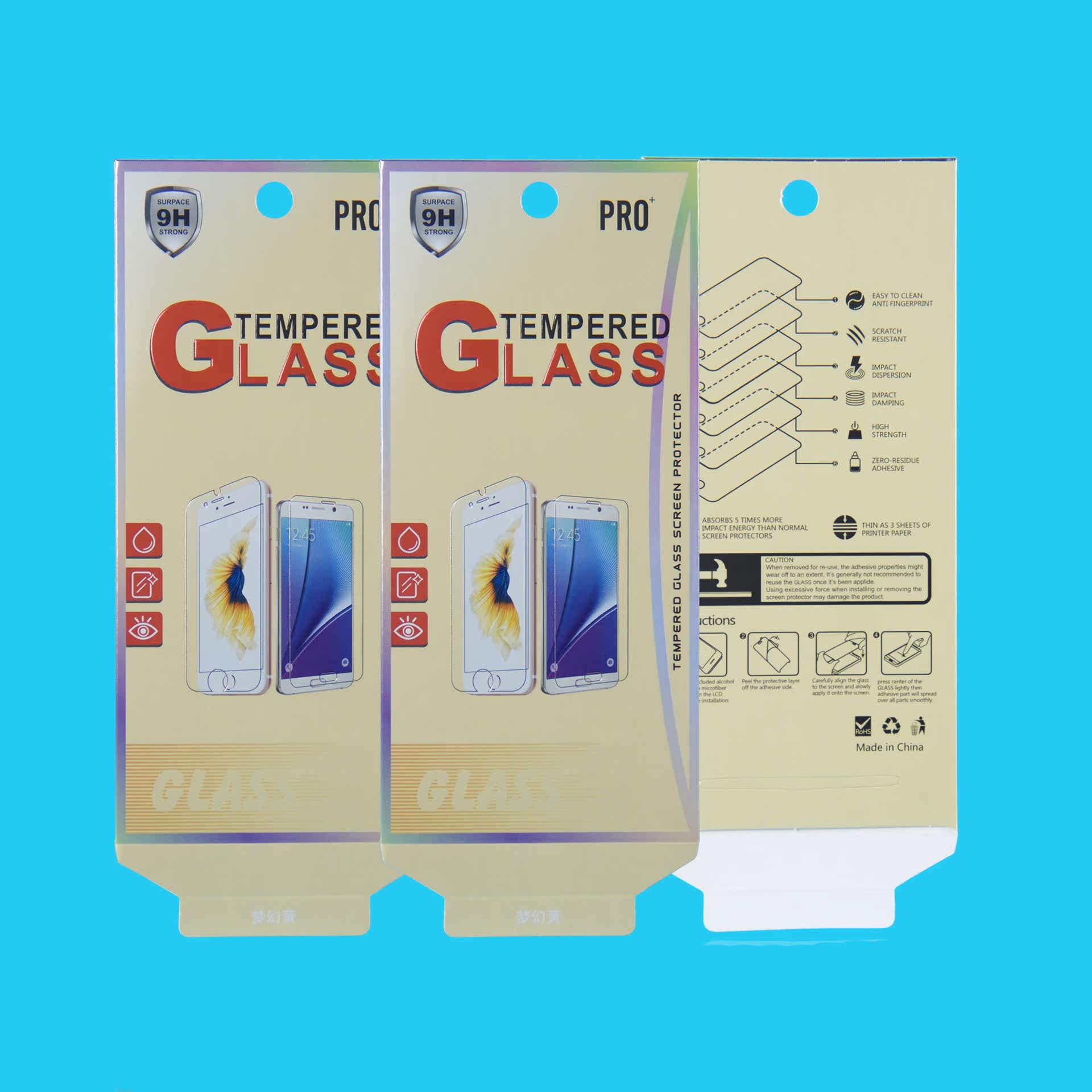 苹果手机贴膜包装 手机纳米防爆膜 钢化膜高档包装 纸盒通用批发