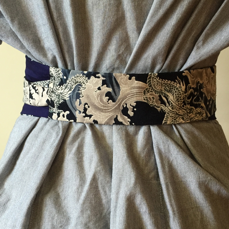 补货到 黑蓝 立体感印花 御水之龙 男士款和服腰封 改良汉服腰封