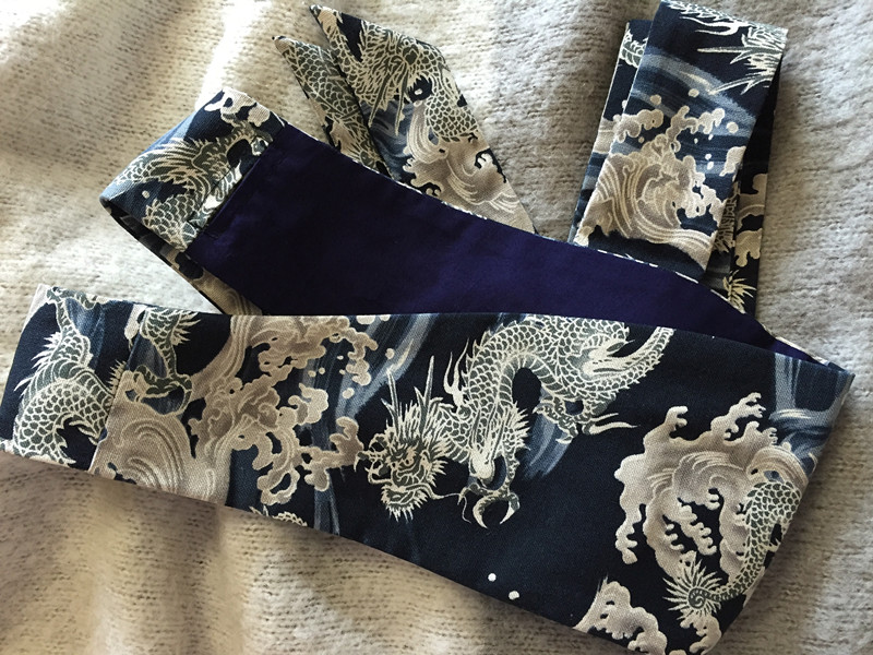补货到 黑蓝 立体感印花 御水之龙 男士款和服腰封 改良汉服腰封