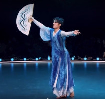 Academic Korean dance fan Smiley face fan Memory countrymen perform white fan peach Lee Cup folk dance Dream to beat the fan bone