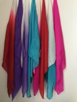 Dance Silk Scarf Power Spinning Real Silk Gum State Rice Seedling Song Fan Handkerchief Yarn Gradient Color Dancing Handkerchief Seedlings Song Square Dance