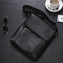 2021 new mens business casual trendy bag mens bag shoulder messenger bag real cowskin small bag soft leather backpack