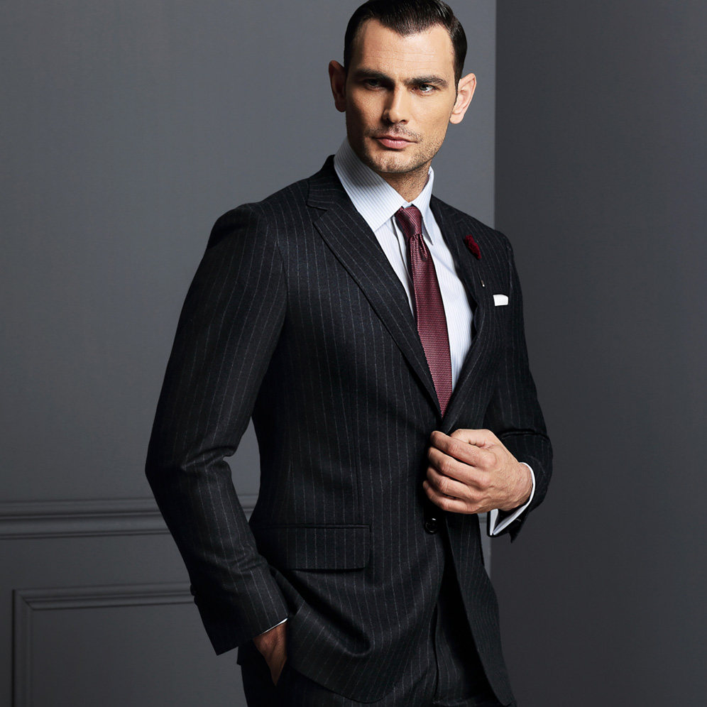 hany汉尼2017秋季新品商务正装条纹羊毛西装