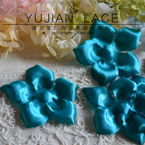 DIY three-dimensional cloth headdress satin pressed Zou petals flower dress wedding decoration flower accessories peacock blue