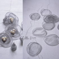 Orgenza burnt side flower pieces roasted side hot flower DIY bride headdress wedding dress material Gray