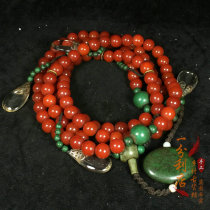 Antique Ming and Qing crystal old red agate round beads old Chaozhu turquoise crystal Wenwan 108 Buddha beads rosary necklace
