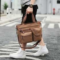 Mobile Briefcase Men Business Commute Single Shoulder Diagonal Satchel Trend Canvas Mens Poor Bag to Work Computer Package