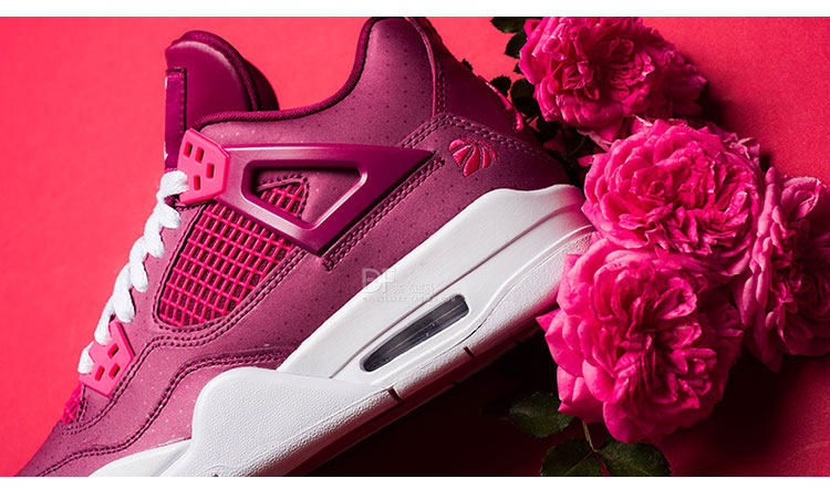 air jordan 4 gs乔aj4情人节限定白粉桃心玫红女篮球鞋487724-661