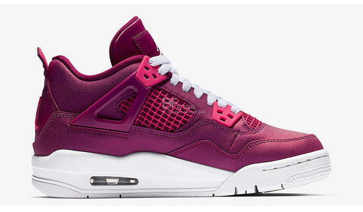 air jordan 4 gs乔aj4情人节限定白粉桃心玫红女篮球鞋487724-661