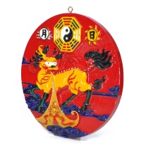 Taoist supplies mahogany three-dimensional unicorn painted unicorn gossip Taoist ornaments feng shui supplies