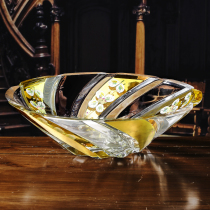 Gauss crystal glass fruit plate dried fruit basin fashion creative large fruit plate transparent enamel real gold fruit plate