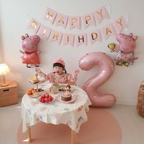 Baby age child pink Happy birthday Balloon Party Decorations Scene Placement Theme Background Wall Girl