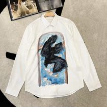 European Trend New Pint Graffiti Abstract Color Weave Print Design Gentleman Business Casual 100 Hitch Men Long Sleeve Shirt