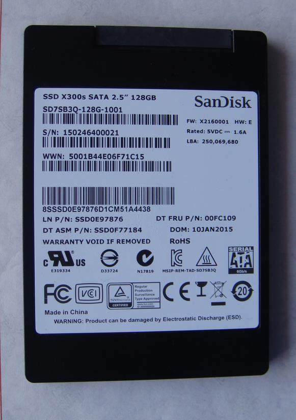 sandisk/闪迪 x300s 128g 2.5寸 mlc颗粒sata3企业级ssd固态硬盘