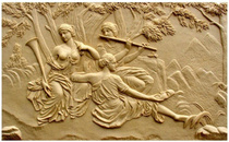 Sandstone Floating Mural Landscape 3D Carving Background Wall Culture Wall Decor Painting Indoor  Outdoor European