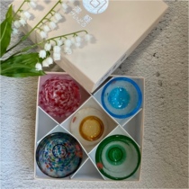 Japan Ishizuka glass hand-made color sake cup set Five-color Japanese wine household glass shochu cup wine cup