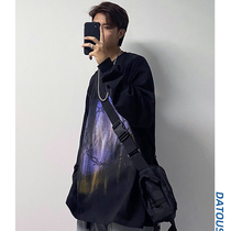 Long sleeves T-shirt Male Loose Tide Card High Street Hip Hop Weaters and American Tide Oversize Summer Thin round collar