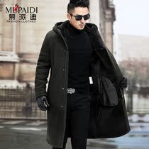 Spanish Merino original ecological fur one-piece jacket mens long jacket real hair leather leather clothing fashion trend