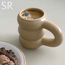 CONGSTUDIO original creative ceramic coil lap cup mug cup coffee cup water cup manual coil red