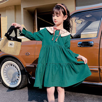 Girls spring clothes dress new 2022 foreign air CUHK Girl long sleeve doll collar child lotus leaf sleeve princess dress