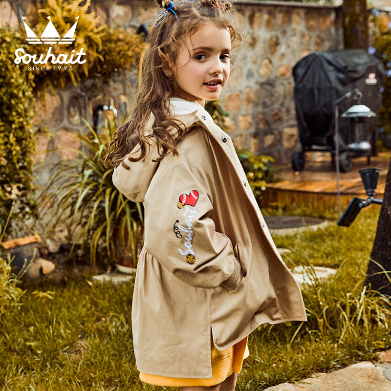 水孩儿 19年秋季新款 中大女童风衣外套 聚划算双重优惠折后￥148包邮 110~170码3色可选