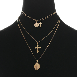 Cross virgin pendant combination necklace set new summer European and American style multi-layer clavicle Chain Necklace