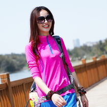 Quick-drying clothes long sleeve women running spring and autumn summer hiking outdoor mountaineering T-shirt slim elastic loose stand collar quick drying clothes