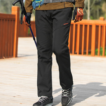 Autumn Winter Outdoor Punching Pants Mens CATCH SUEDE PANTS WATERPROOF AND BREATHABLE MOUNTAINEERING PANTS BIG CODE PLUS SUEDE COLD-PROOF SKI PANTS