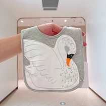 Autumn and winter button Baby Baby Baby bib cotton suction mouth water towel three layer waterproof eating bib anti spit milk