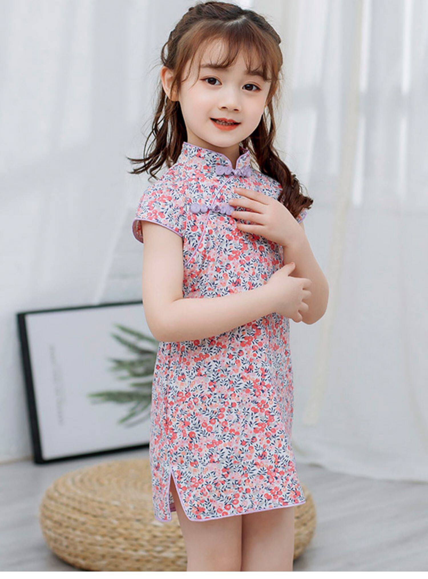 女童旗袍儿童旗袍夏季小女孩旗袍裙中国风连衣裙改良女宝宝祺袍裙_双