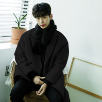Autumn and winter woolen coat men's medium and long Korean version of English wind thickened student cashmere woolen coat coat fashion