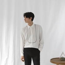2021 spring and autumn Korean version of white shirt men slim casual linen youth men stand collar long sleeve shirt tide