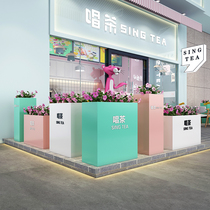 Commercial street outdoor wrought iron flower box combination rectangular outdoor planting flower bed fence partition sales department flower trough