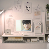 ins Wind bedroom display height rack dormitory white wooden bracket desktop keyboard finishing storage