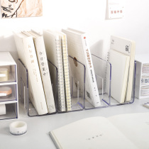 ins Unprinted style transparent partition book stand Student desktop storage grid acrylic bookshelf data shelf book file