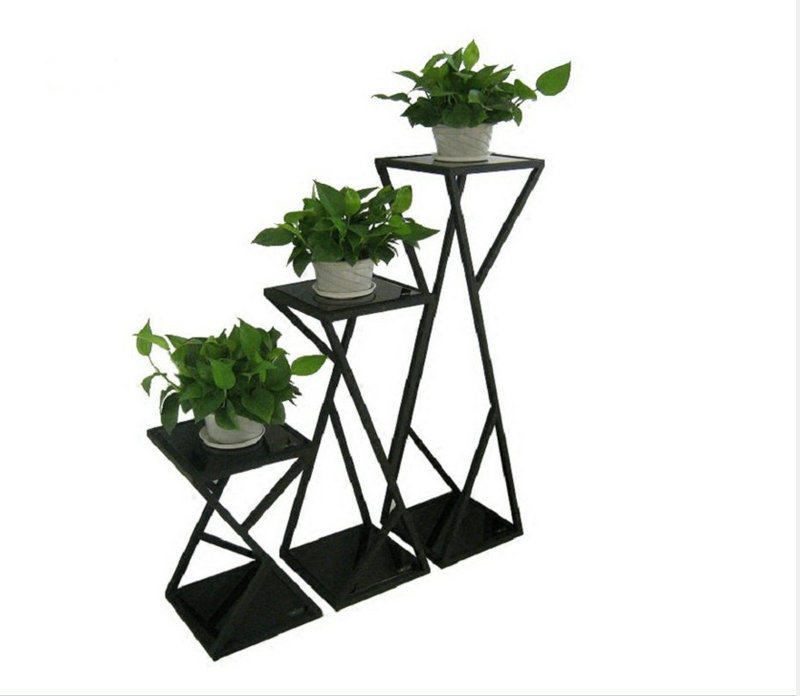 简约铁艺实木方形花架室内阳台客厅落地花盆架绿萝兰花几托盆景架