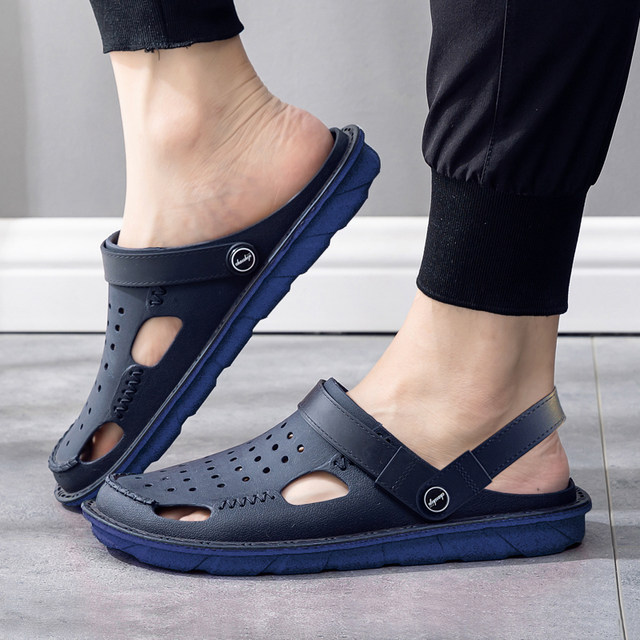 ເກີບແຕະທີ່ນຳເຂົ້າຈາກປະເທດຫວຽດນາມ ຢາງອ່ອນ Super soft slippers, clogging, men's flat, easy, non abrasive, anti-odor, hollow, breathable, trendy sandals