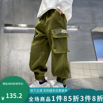 Boy sports pants spring style childrens damp work pants 2022 new CUHK Tong Shuai Gas trendy Han version long pants