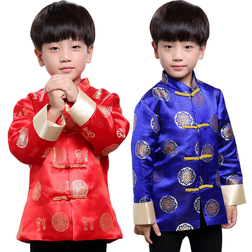 New style children's Tang suit boy's Tang suit spring long sleeve top Chinese style performance festival Tang suit coat