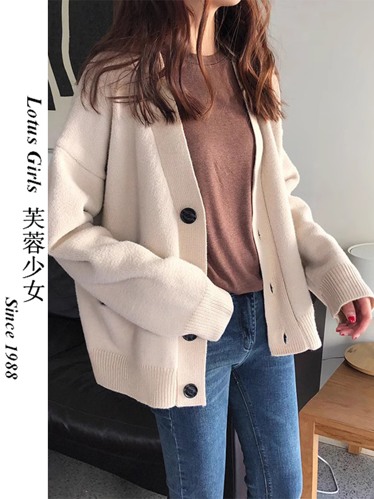 Lazy Wind Knit Cardiovert Sweater 2023 New Korean Version Loose Casual Online Red Temperament Super Fairy Jacket Lady Spring Autumn-Taobao