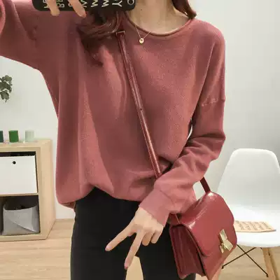 Long-sleeved knitwear women's autumn and winter 2021 new Korean loose round neck all-match thin casual top bottoming shirt trend