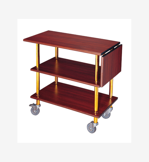 三层实木茶水车会所包厢送餐车酒吧酒水推车移动式活动现场送水车