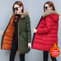 Double-faced womens long 2021 winter clothes New loose cotton-padded jacket autumn and winter thick cotton coat winter coat