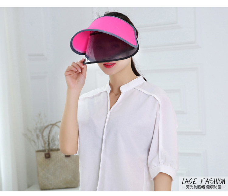 骑电动车遮阳帽伸缩太阳帽女双层镜片防晒帽夏