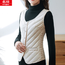Down vest womens short slim waist slim fashion vest inside to keep warm in autumn and winter wear large-size horse clips